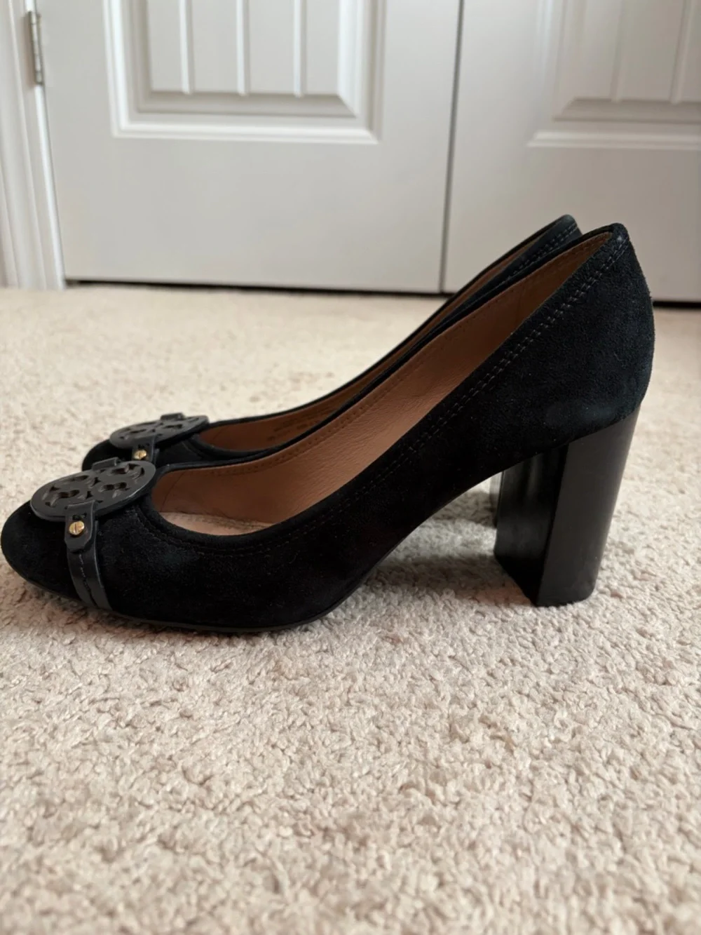 Tory Burch Mini Miller Black Suede Leather Pump Women's Size 9.5